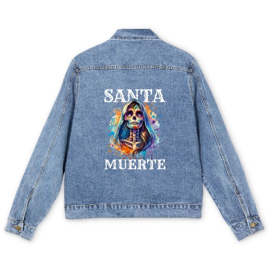 Santa Muerte for Karnival, Halloween and Día de Men's Denim Jackets