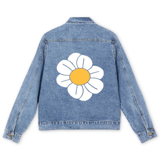 Beautiful White Daisies Flowers Spring Summer Fun Men's Denim Jackets