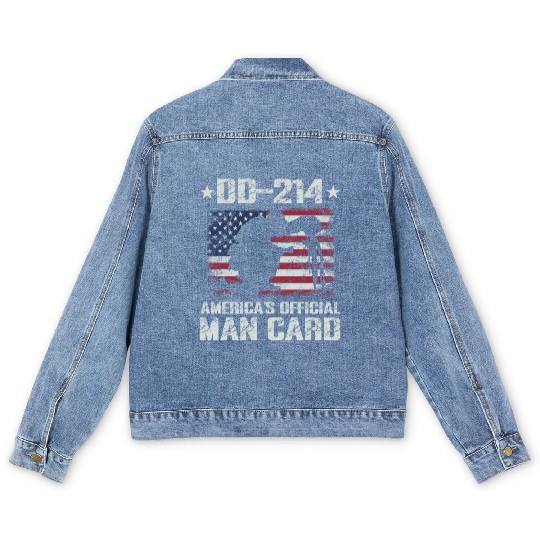 DD-214 America's Official Man Card Veteran Pride Men's Denim Jackets