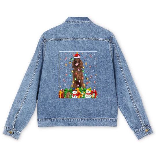 Irish Setter Dog Christmas Lights Men's Denim Jackets