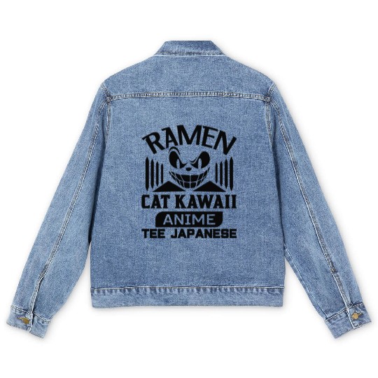Ramen Cat Kawaii Anime Men's Denim Jackets Japanese