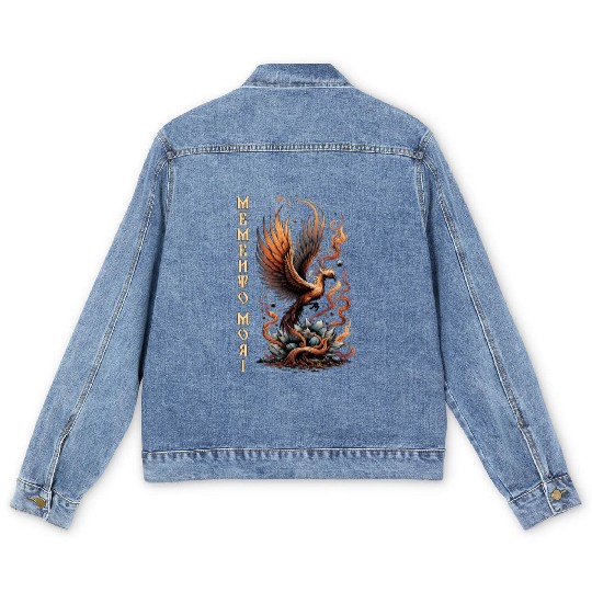 Memento Mori Phoenix Rebirth Fire Art Design Men's Denim Jackets