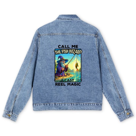 Fantasy Fishing Wizard - Reel Magic Men's Denim Jackets
