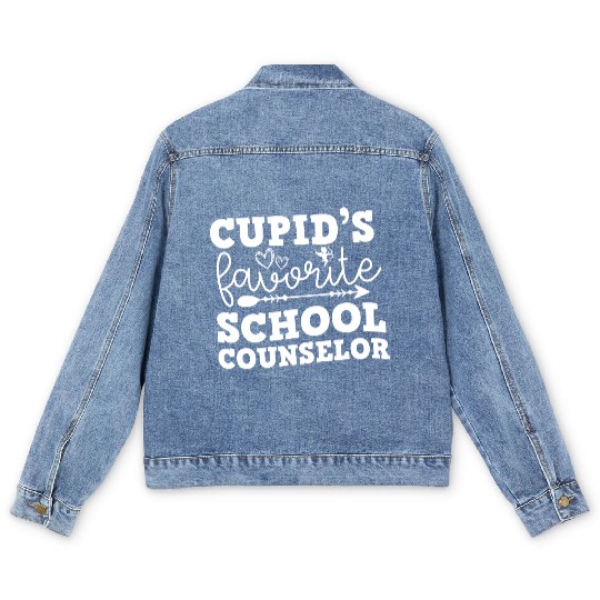 Cupid's favorite school Counselor Valentine's day Men's Denim Jackets