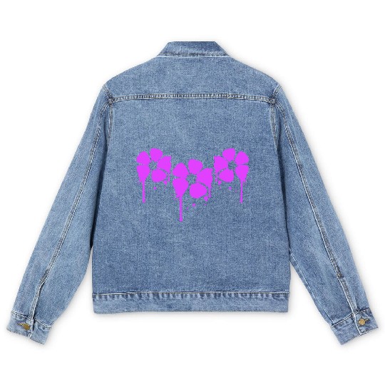 Flowers Pink Graffiti Drop Spray Spring Summer Fun Men's Denim Jackets