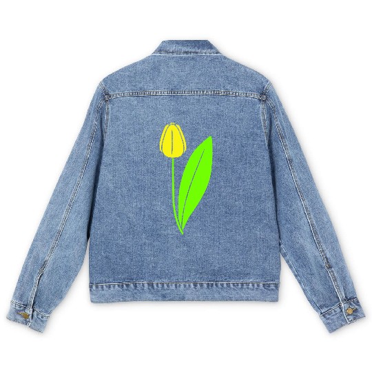 Yellow Tulip Beautiful Flower Pretty Spring Summer Men's Denim Jackets