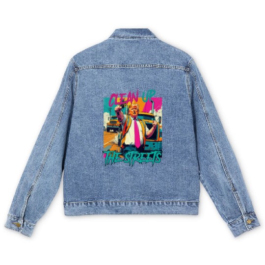 Clean up the streets Trump vintage Men's Denim Jackets