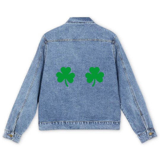 Shamrock Boobs Irish Boobies St Patricks Day Men's Denim Jackets