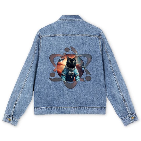 Space Cat Science Men's Denim Jackets