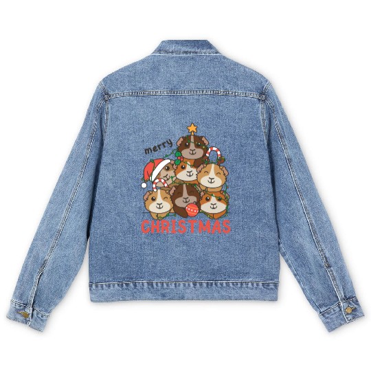 Guinea Pig Christmas Tree Merry Christmas Men's Denim Jackets