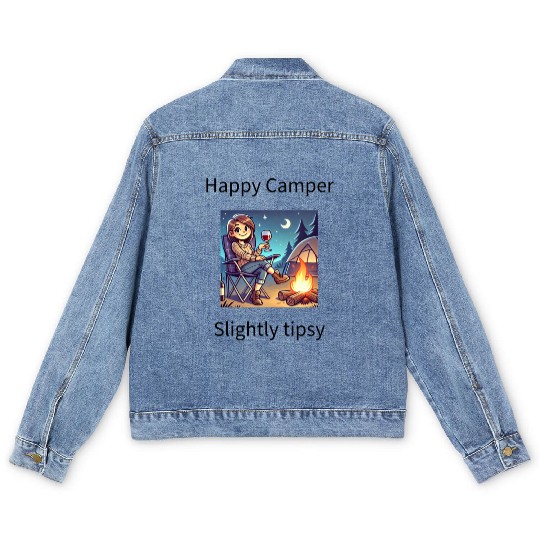 Happy camper slightly tipsy design Men's Denim Jackets
