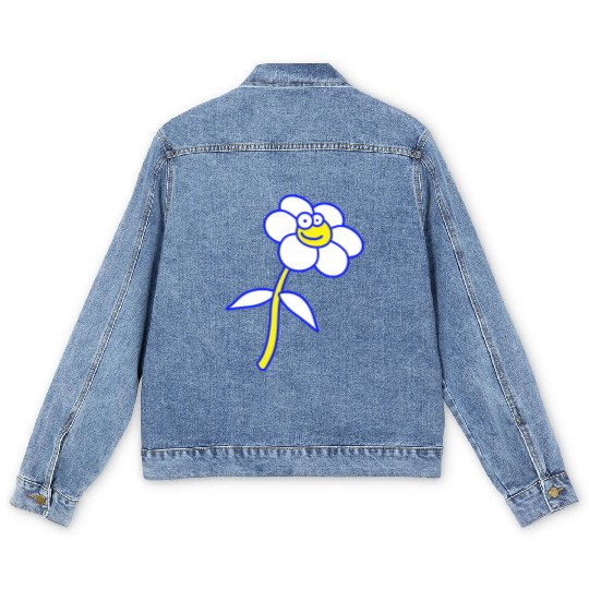 Sweet Flower Spring Summer Nature Funny Face Fun Men's Denim Jackets