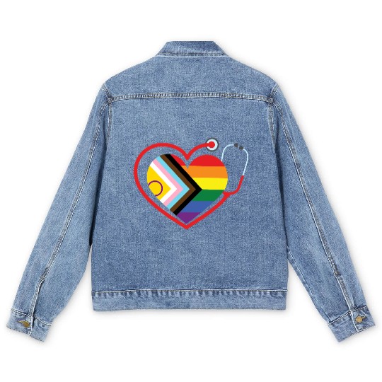LGBTQ Doctor Nurse Pride Month Medical Clinic Men's Denim Jackets