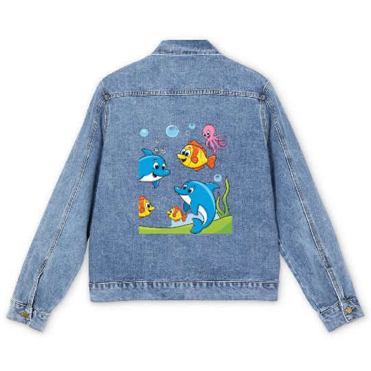 Dolphins and Friends Men's Denim Jackets