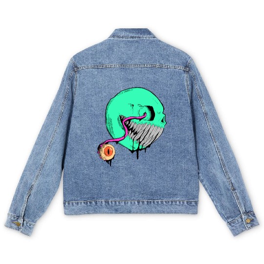 Cringe Zombie Pac Man Men's Denim Jackets