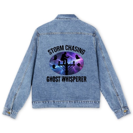Storm Chasing Ghost Whisperer – Lineman Halloween Men's Denim Jackets