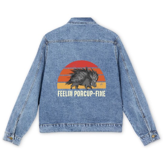 Feelin Porcup-Fine Retro Sunset Porcupine Men's Denim Jackets