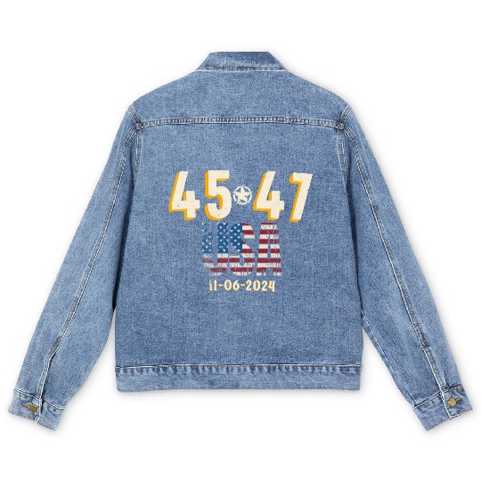 White House 45- 47 Sports Event Date Badge Men's Denim Jackets