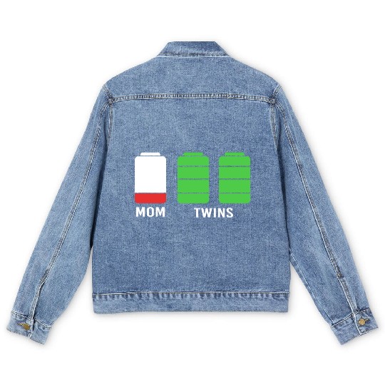 Funny Birthday Mama Twin Mom Low Battery Men's Denim Jackets