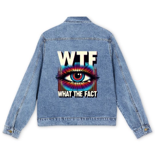 WTF What The Fact Funny Science Eye Illusion Pun Men's Denim Jackets