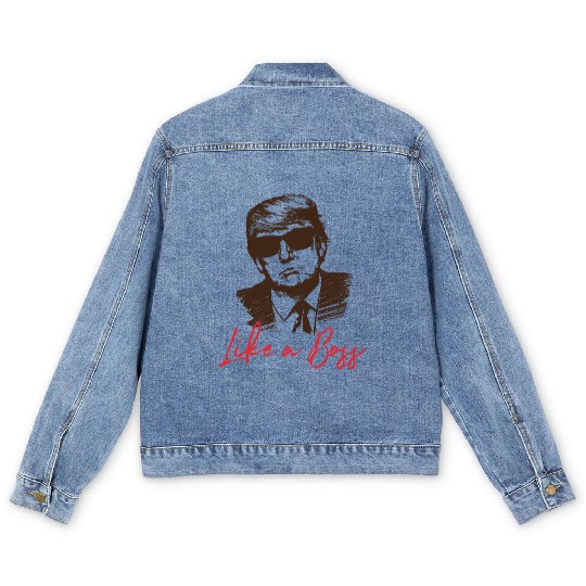 Like A Boss President Trump With Sunglasses Men's Denim Jackets