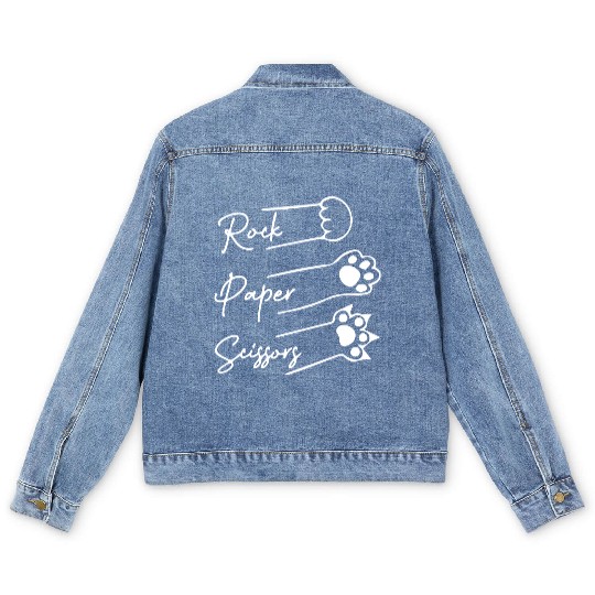 Rock Paper Scissors Cute cat lover Men's Denim Jackets