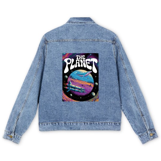 Rainbow Space Whale Adventure Men's Denim Jackets