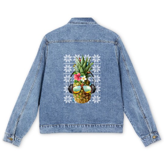 Pineapple Christmas Lights Men's Denim Jackets