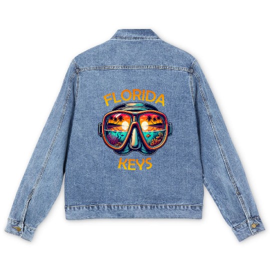 Florida Keys Diving Beach Sunset Men's Denim Jackets