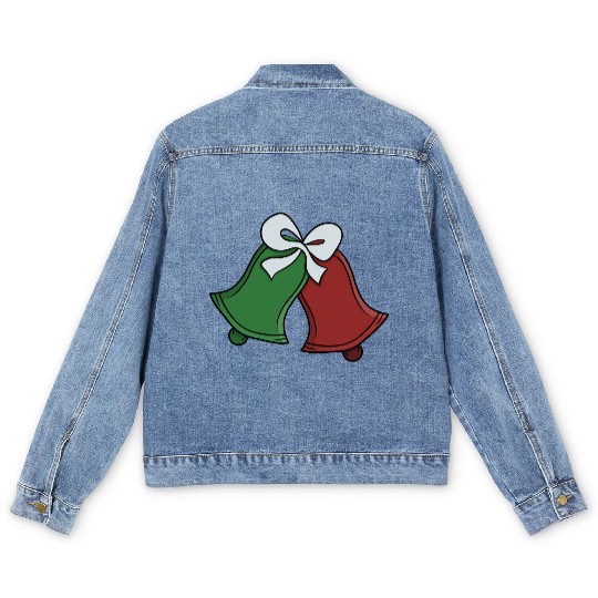 Green and red bells Men's Denim Jackets