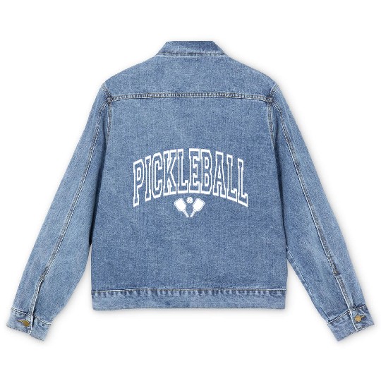 Pickleball Arched Design with Paddles Men's Denim Jackets