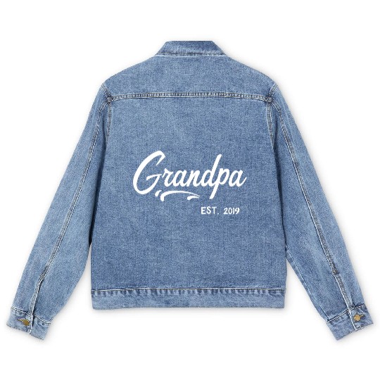 Grandparents Grandpa Established 2019 Grandfather Men's Denim Jackets