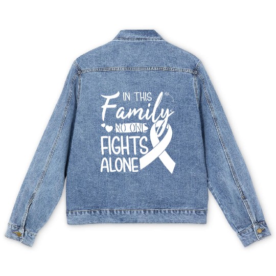 No one fights alone Lung Cancer Awareness Month Men's Denim Jackets