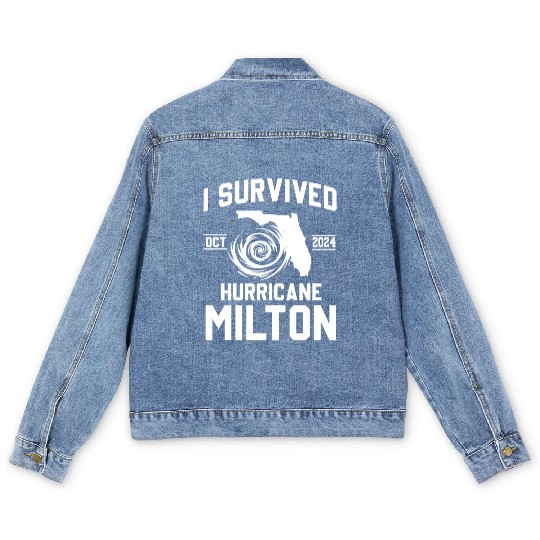 I survived Hurricane Milton October 2024 Men's Denim Jackets