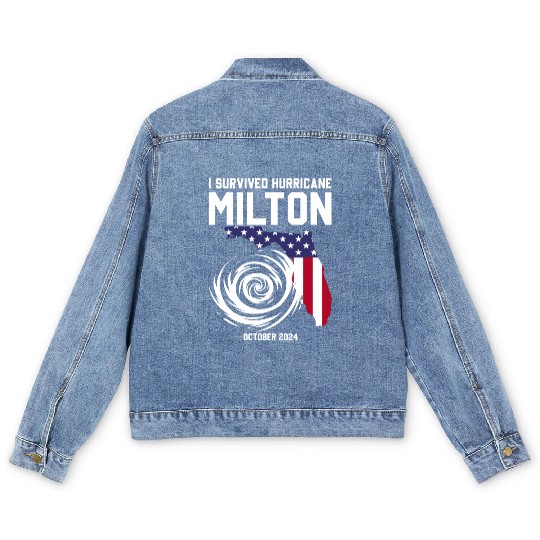 I survived Hurricane Milton October 2024 Florida Men's Denim Jackets