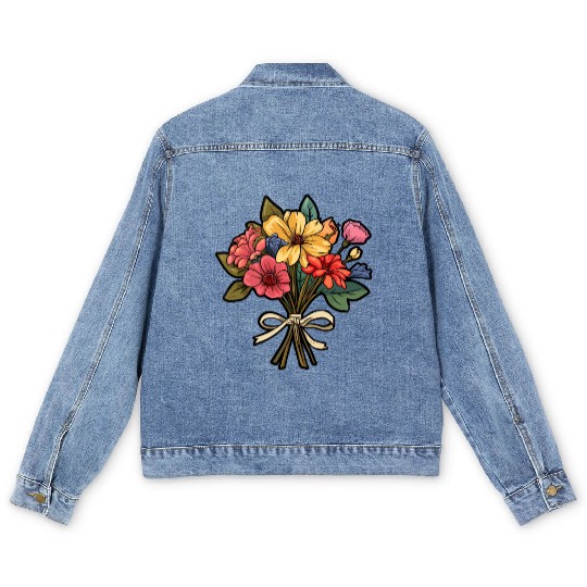 Flower Bouquet Flowers Flowers Men's Denim Jackets