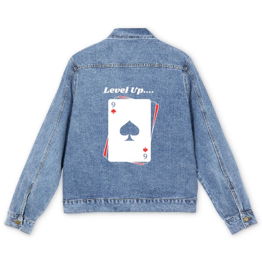 BLACK Men Men's Denim Jackets For Game Card lovers - LEVEL UP