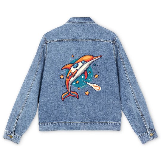Super Funky Funk Dolphin Men's Denim Jackets