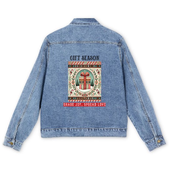 Gift Season, Share Joy, Spread Love Holiday Design Men's Denim Jackets