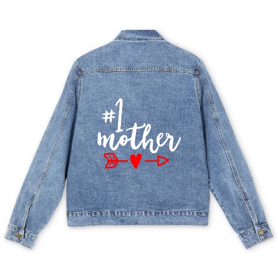 Mother Number 1 Mom Mama Mothers Day Mother In Law Men's Denim Jackets