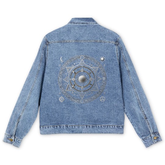 Cosmic Mandala Design Men's Denim Jackets