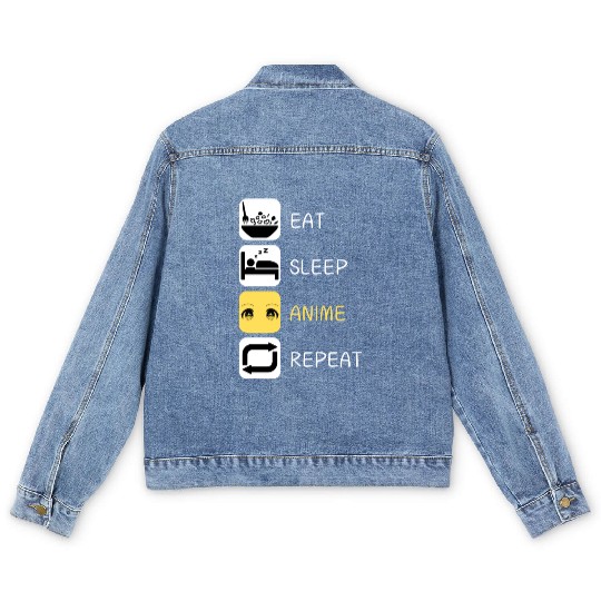 Eat Sleep Anime Repeat Japanese Culture Men's Denim Jackets