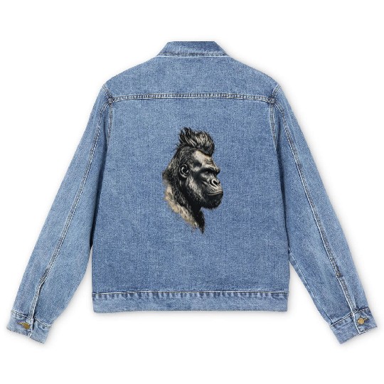 KingKong gorilla's face Men's Denim Jackets