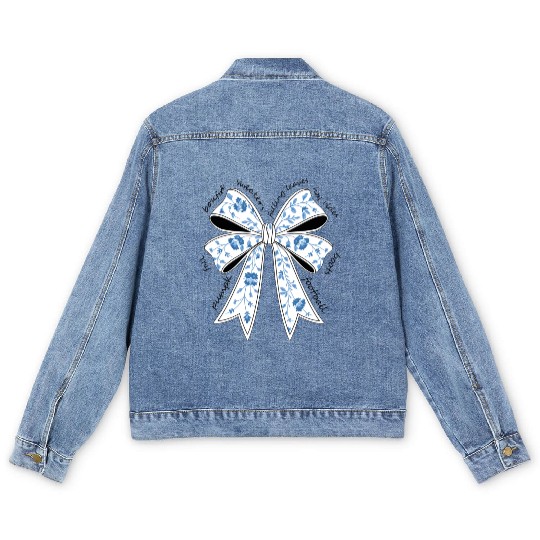Christmas Coquette Bow, Merry Christmas Men's Denim Jackets