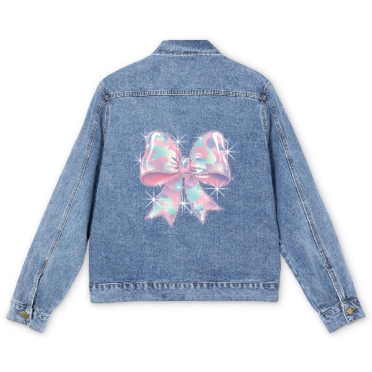 Christmas Coquette Bow, Merry Christmas Men's Denim Jackets