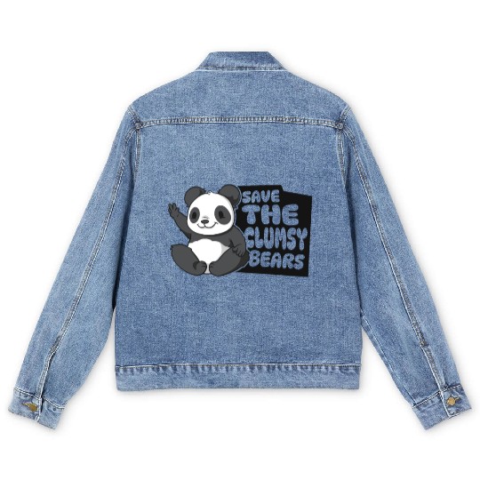 Save The Clumsy Bears Panda Bear Friend Lover Men's Denim Jackets