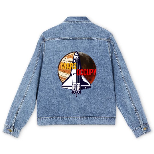 Mars Occupy -Rocket & Planet Space Design Men's Denim Jackets