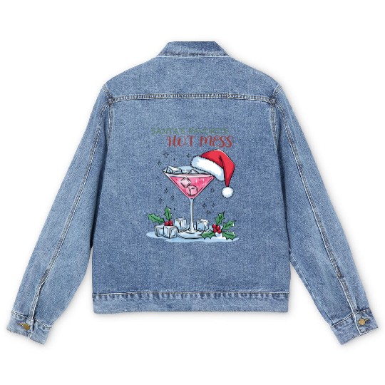 Santa Favorite Hot Mess, Merry Christmas Men's Denim Jackets