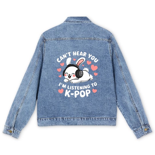 Can't Hear You K-Pop Bunny Men's Denim Jackets
