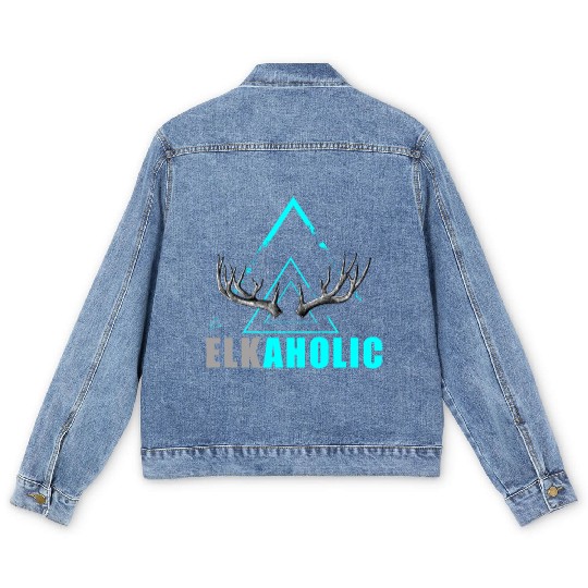 Elk Hunting Elkaholic Hunters Men's Denim Jackets